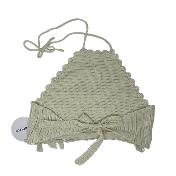 SHEIN Cream Ribbed Knit Crop Tank Top Scallop Trim Women’s Small NWT - Picture 2 of 2